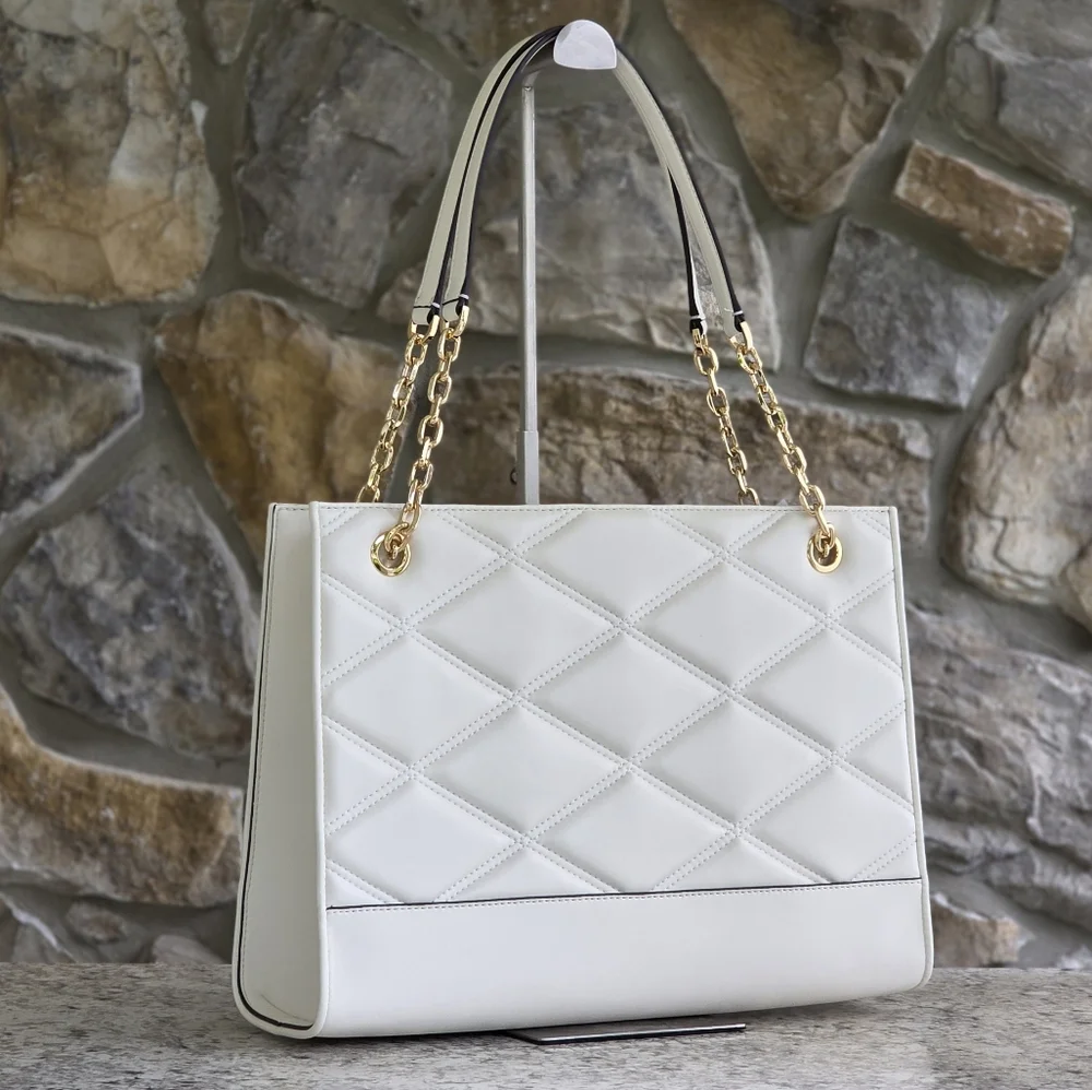 Michael Kors Serena Large White Shoulder Tote Bag